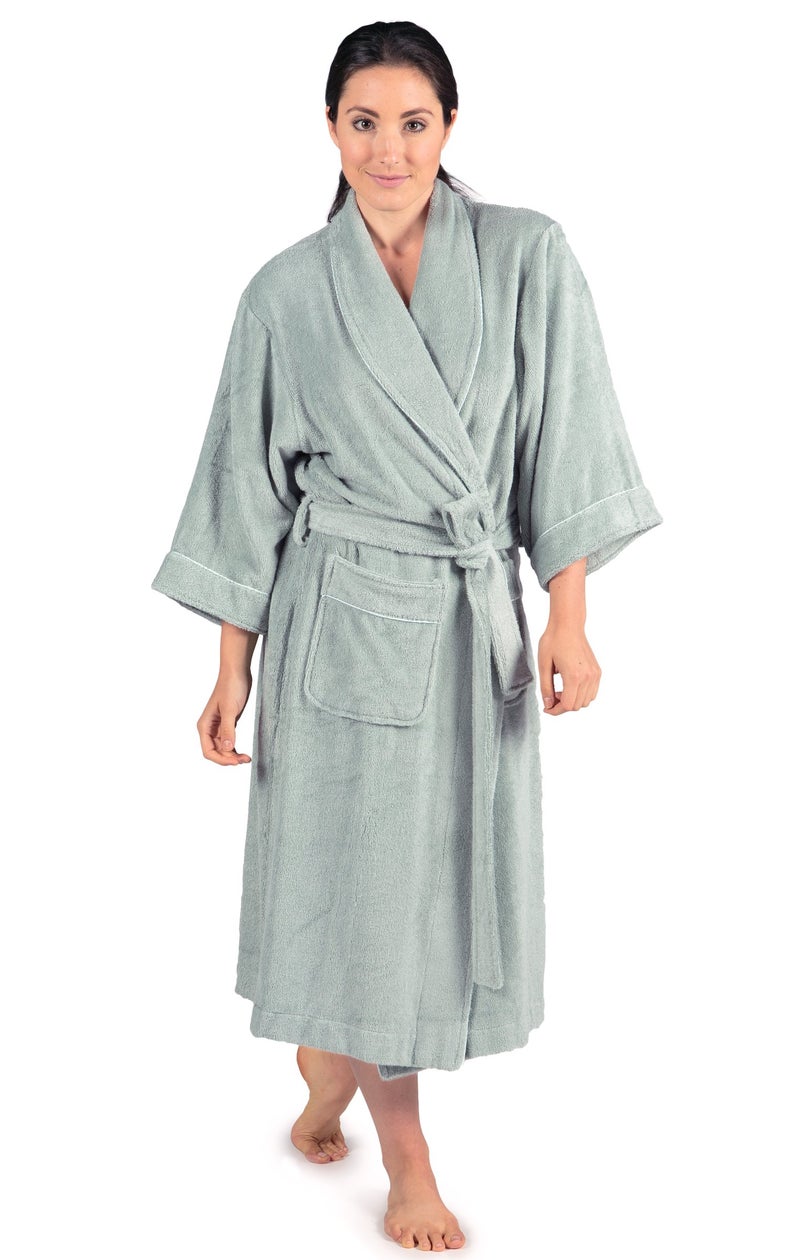 TexereSilk Women's Luxury Terry Cloth Bathrobe - NEW & IMPROVED FABRIC (Lily Green, 2X/3X) - Image 1